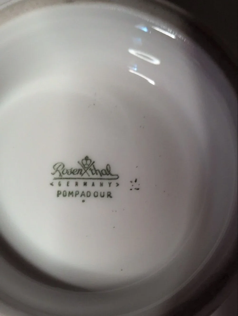 Rosen Thal Germany Hand-Painted Floral Decorative Bowl in Teal with Gold Trim